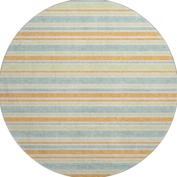 HomeRoots 8' Vibrant Striped Round Washable Rug – UV Protected, Stain-Resistant, Ideal for High-Traffic Areas 647845