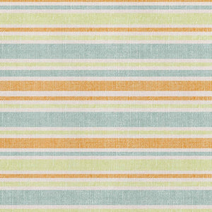 HomeRoots 9' X 12' Striped Area Rug in Vibrant Orange, Green & Blue – UV Protected, Stain Resistant, Durable Design 647847