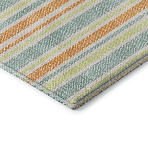 HomeRoots 10' Bold Orange, Green & Blue Striped Washable Area Rug with UV Protection for High-Traffic Spaces 647848