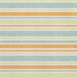 HomeRoots 10' Bold Orange, Green & Blue Striped Washable Area Rug with UV Protection for High-Traffic Spaces 647848