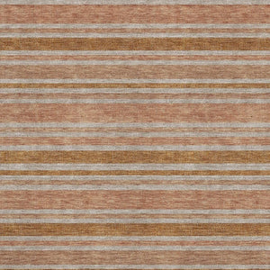 HomeRoots 5' X 8' Striped Area Rug in Rust and Beige – Washable, Stain Resistant, UV Protected for Homes 647850