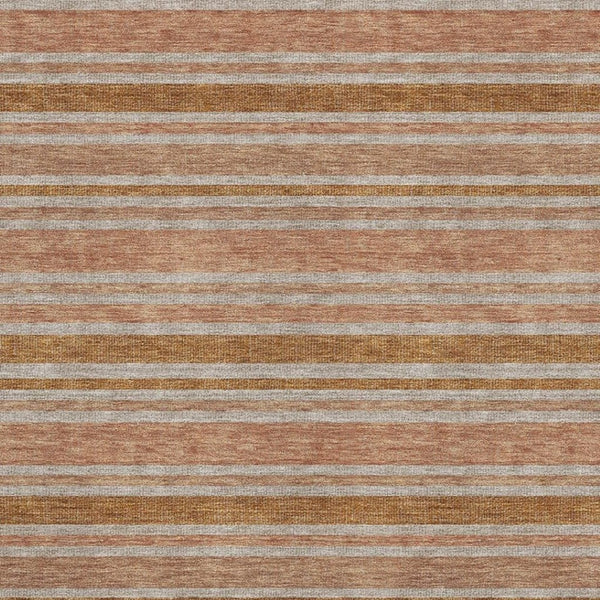 HomeRoots 5' X 8' Striped Area Rug in Rust and Beige – Washable, Stain Resistant, UV Protected for Homes 647850