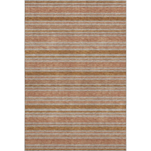 HomeRoots 8' X 10' Washable Rust and Beige Striped Area Rug - UV Protected, Stain Resistant, Perfect for Families! 647852