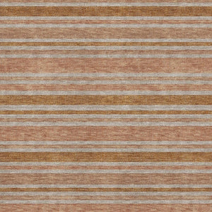 HomeRoots 8' X 10' Washable Rust and Beige Striped Area Rug - UV Protected, Stain Resistant, Perfect for Families! 647852