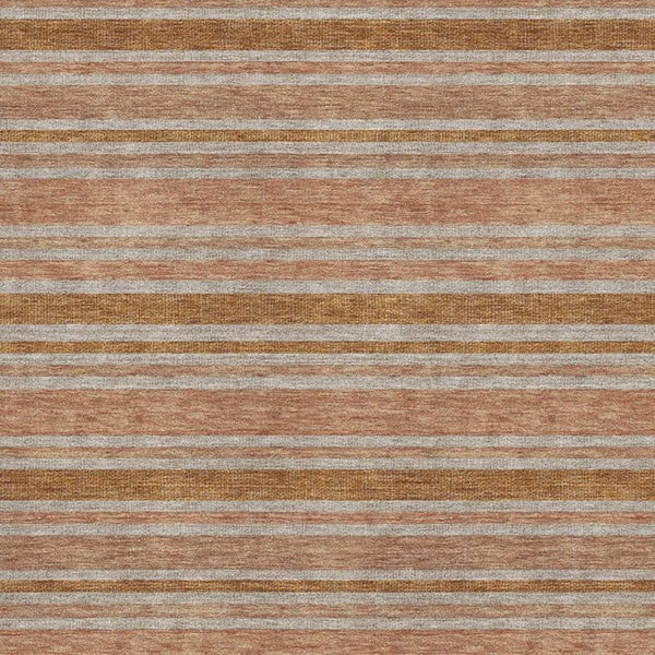 HomeRoots 8' X 10' Washable Rust and Beige Striped Area Rug - UV Protected, Stain Resistant, Perfect for Families! 647852
