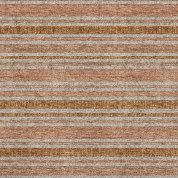 HomeRoots 9' X 12' Durable Rust and Beige Striped Area Rug with UV Protection - Easy-Care, Stain Resistant Design 647853