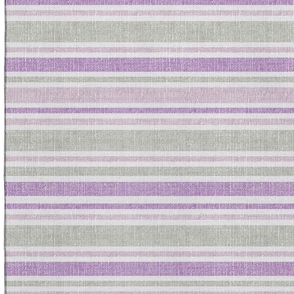 HomeRoots 5' X 8' Pearl & Purple Striped Washable Area Rug with UV Protection - Perfect for Homes with Kids & Pets! 647856