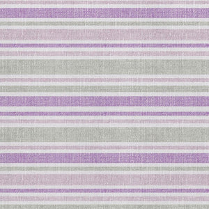 HomeRoots 10' X 14' Pearl and Purple Striped Area Rug - Washable, UV Protected, Durable for Kids & Pets 647860
