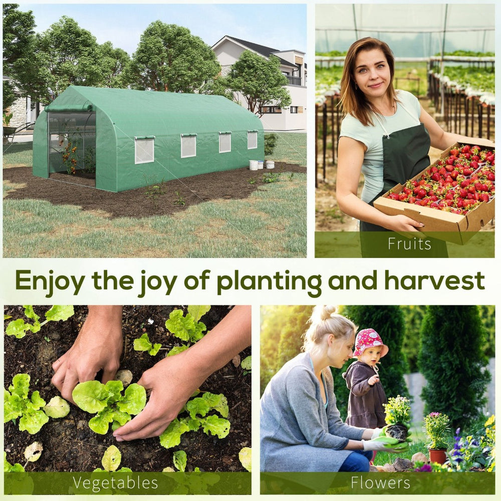 English Elm Outsunny Walk-in Tunnel Greenhouse Steel Hoop Frame with Mesh Ventilation Garden W2225P217789