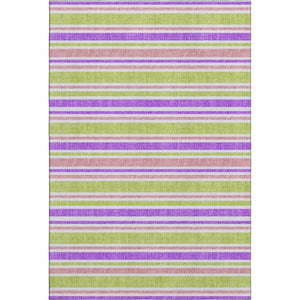 HomeRoots 5' X 8' Vibrant Striped Washable Area Rug in Purple, Green & Blush - Durable, UV Protected & Stain Resistant 647862