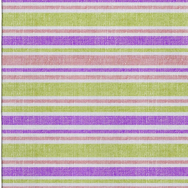 HomeRoots 5' X 8' Vibrant Striped Washable Area Rug in Purple, Green & Blush - Durable, UV Protected & Stain Resistant 647862