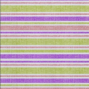 HomeRoots 10' Purple, Green & Blush Striped Washable Area Rug - Durable, UV Protected for High-Traffic Spaces! 647866