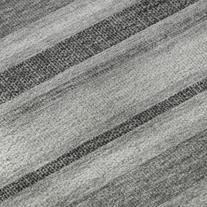 HomeRoots 8' Silver and Gray Striped Washable Round Rug - Stylish, Durable, UV Protected for High-Traffic Areas 647869