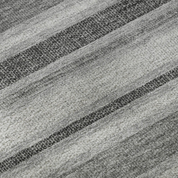 HomeRoots 8' Silver and Gray Striped Washable Round Rug - Stylish, Durable, UV Protected for High-Traffic Areas 647869