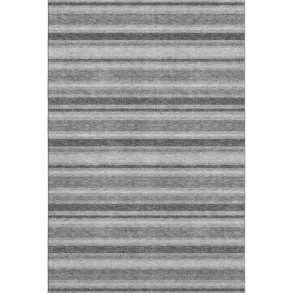 HomeRoots 10' Silver and Gray Striped Washable Area Rug – Stain Resistant, UV Protected, Perfect for High Traffic Areas 647872