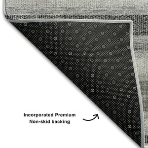 HomeRoots 10' Silver and Gray Striped Washable Area Rug – Stain Resistant, UV Protected, Perfect for High Traffic Areas 647872