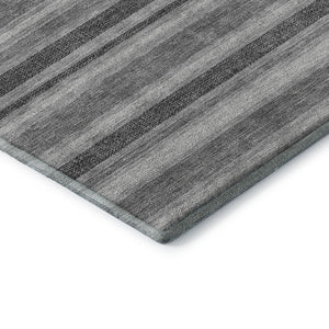 HomeRoots 10' Silver and Gray Striped Washable Area Rug – Stain Resistant, UV Protected, Perfect for High Traffic Areas 647872