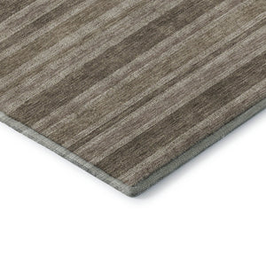HomeRoots 8' Taupe and Beige Striped Washable Round Rug - Durable, UV Protected, Easy-Care for Stylish Homes 647875