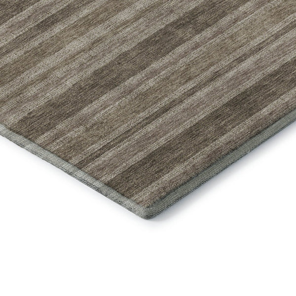 HomeRoots 8' Taupe and Beige Striped Washable Round Rug - Durable, UV Protected, Easy-Care for Stylish Homes 647875