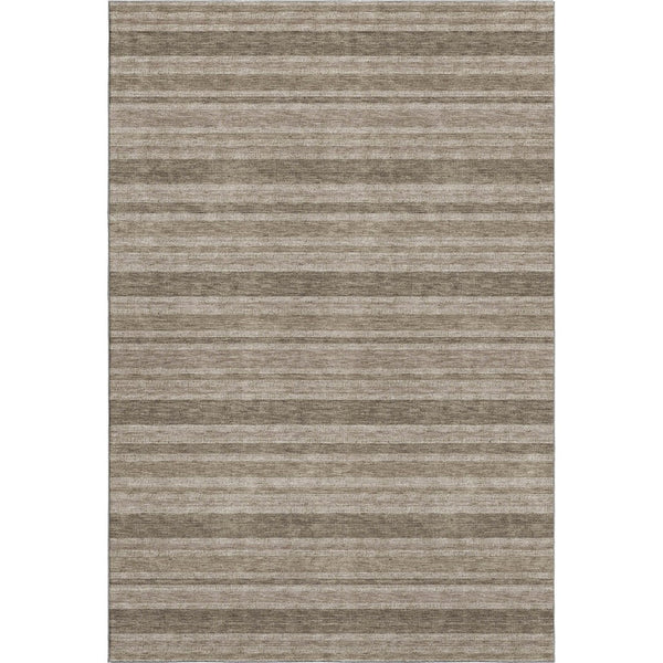 HomeRoots 8' X 10' Washable Taupe and Beige Striped Area Rug with UV Protection for Busy Homes & Pets 647876