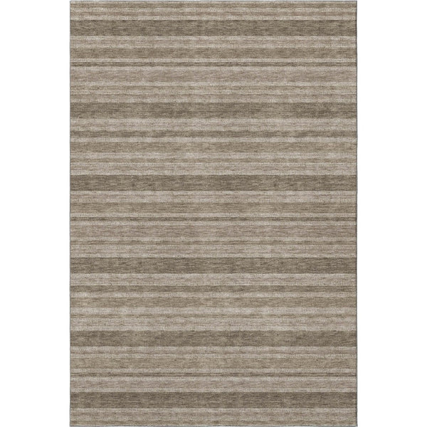 HomeRoots 8' X 10' Washable Taupe and Beige Striped Area Rug with UV Protection for Busy Homes & Pets 647876