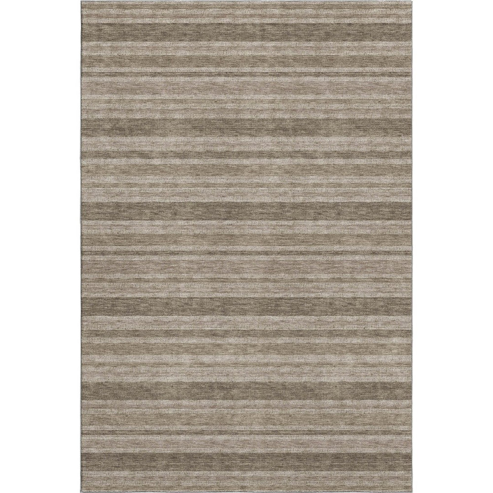 HomeRoots 10' Taupe and Beige Striped Washable Area Rug with UV Protection - Perfect for Family Spaces! 647878