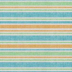HomeRoots 5' Teal and Orange Striped Area Rug - Stylish, Washable, UV Protected, Perfect for Family Homes! 647880