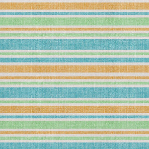 HomeRoots 10' Teal and Orange Striped Washable Area Rug - UV Protected, Durable, Stylish for Busy Homes! 647884