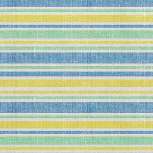 HomeRoots 5' X 8' Striped Yellow and Blue Area Rug – Durable, UV-Protected, Stain Resistant for High-Traffic Areas 647892