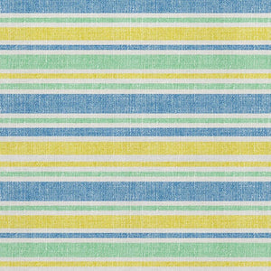 HomeRoots 9' X 12' Striped Yellow & Blue Washable Area Rug with UV Protection for Stylish Indoor & Outdoor Use 647895