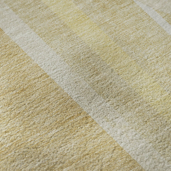 HomeRoots 5' X 8' Beige And Gold Geometric Area Rug - Washable, UV-Protected, Modern Style for Any Room 647898