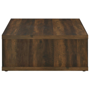English Elm Flint Dark Pine Square Coffee Table — Minimalist Cubic Design, Durable Melamine Finish, Scratch-Resistant élégance B062P299836