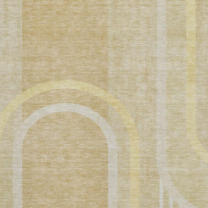 HomeRoots 8' X 10' Beige and Gold Geometric Area Rug - Washable, Stain-Resistant, UV Protected for Modern Spaces 647900