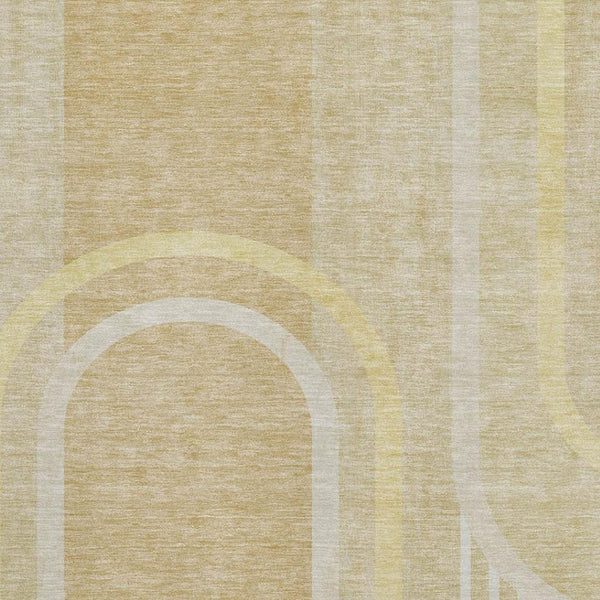 HomeRoots 8' X 10' Beige and Gold Geometric Area Rug - Washable, Stain-Resistant, UV Protected for Modern Spaces 647900