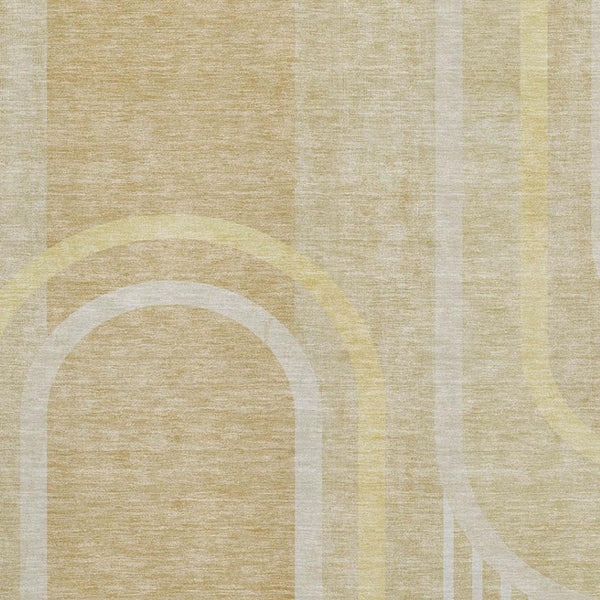 HomeRoots 9' X 12' Beige and Gold Geometric Area Rug - Washable, UV Protected, Stylish & Durable for Any Room 647901