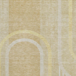 HomeRoots 10' Beige and Gold Geometric Area Rug - Washable, UV Protected, Stain Resistant for High-Traffic Spaces 647902