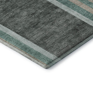 HomeRoots 8' Emerald and Gray Geometric Round Rug - Washable, Durable, UV-Protected for Modern Spaces 647905