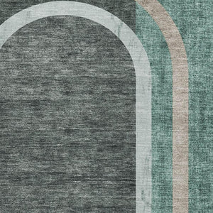 HomeRoots 10' Geometric Emerald and Gray Washable Area Rug with UV Protection for Stylish Living Spaces 647908