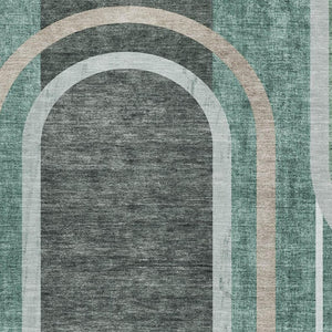 HomeRoots 10' Geometric Emerald and Gray Washable Area Rug with UV Protection for Stylish Living Spaces 647908
