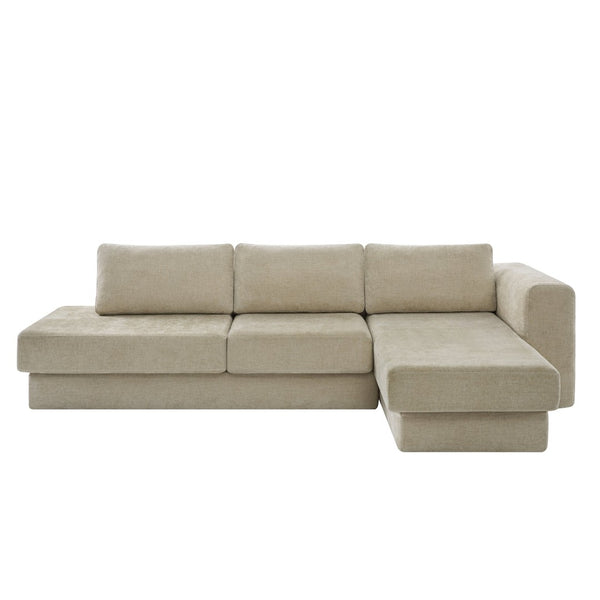 English Elm L-shaped Chenille Sectional Sofa with Deep Modular Seating and Layered Cushion Comfort Brown N763S000090D