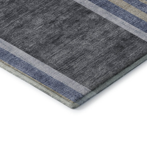 HomeRoots 9' X 12' Navy Blue & Khaki Geometric Area Rug - Washable, UV-Protected, Stylish for High-Traffic Spaces 647913