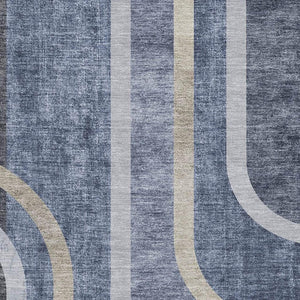 HomeRoots 10' X 14' Navy Blue & Khaki Geometric Washable Area Rug - UV Protected, Durable, Stylish Comfort 647914