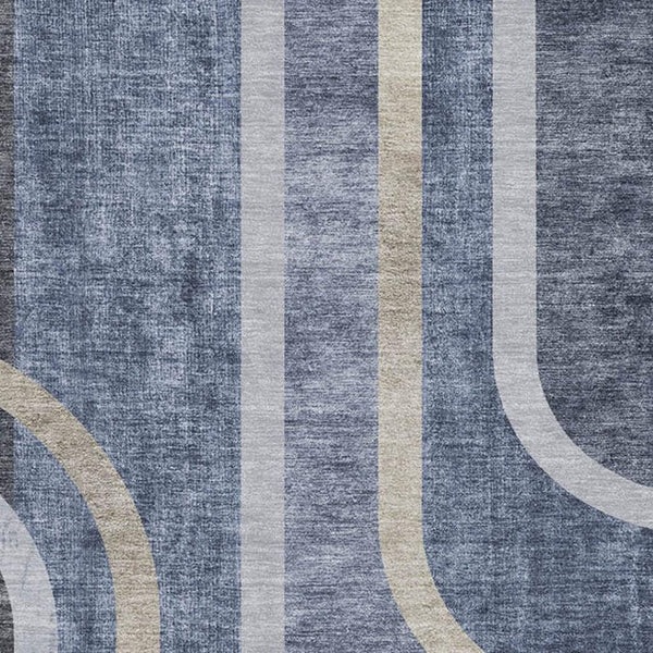 HomeRoots 10' X 14' Navy Blue & Khaki Geometric Washable Area Rug - UV Protected, Durable, Stylish Comfort 647914