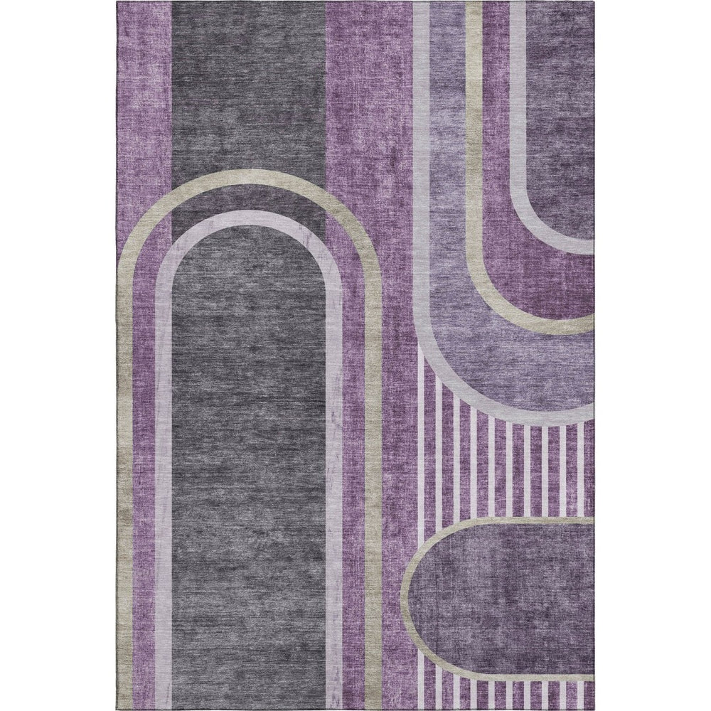 HomeRoots 8' X 10' Purple & Khaki Geometric Washable Area Rug - UV-Protected, Durable & Stylish Home Essential 647918