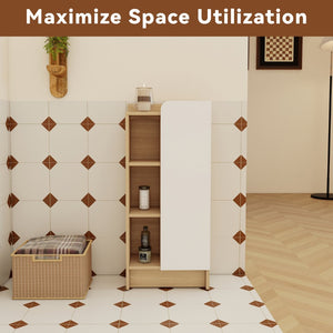 English Elm 16" Slim Wall Mounted Bathroom Cabinet Plywood Open Shelves Scandinavian Storage W3450P440622