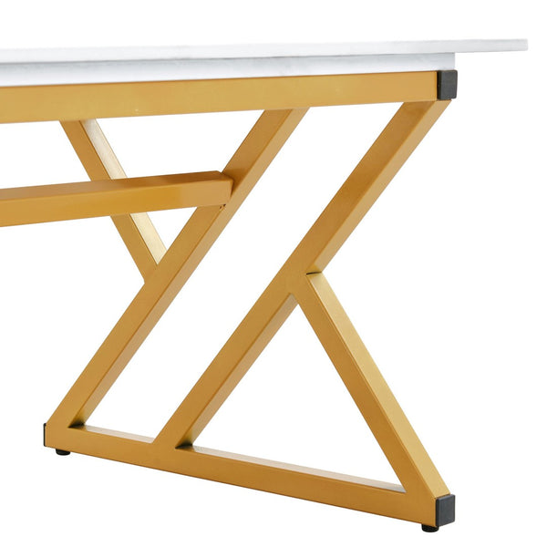 English Elm A Sintered Stone Top Coffee Table with Golden X Legs for Modern Living Rooms W1151P154282