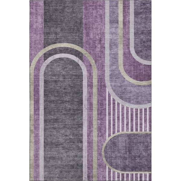 HomeRoots 10' X 14' Washable Purple & Khaki Geometric Area Rug with UV Protection for Modern Living Spaces 647920