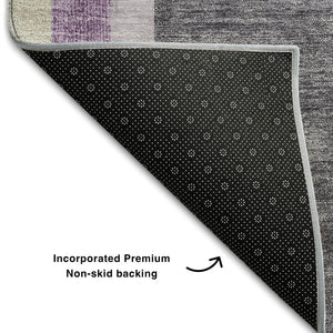 HomeRoots 10' X 14' Washable Purple & Khaki Geometric Area Rug with UV Protection for Modern Living Spaces 647920