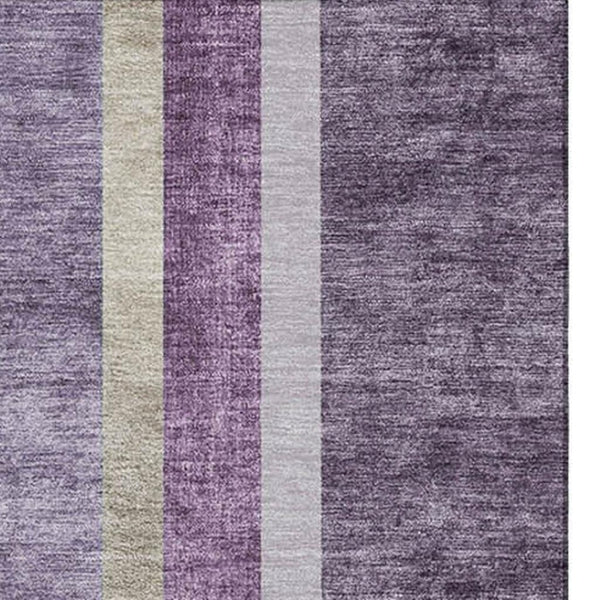 HomeRoots 10' X 14' Washable Purple & Khaki Geometric Area Rug with UV Protection for Modern Living Spaces 647920