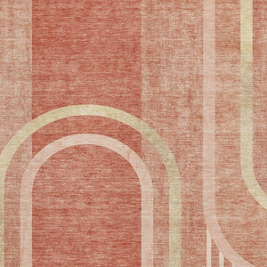 HomeRoots 5' X 8' Salmon & Beige Geometric Washable Area Rug with UV Protection – Durable & Stylish Home Accent 647922